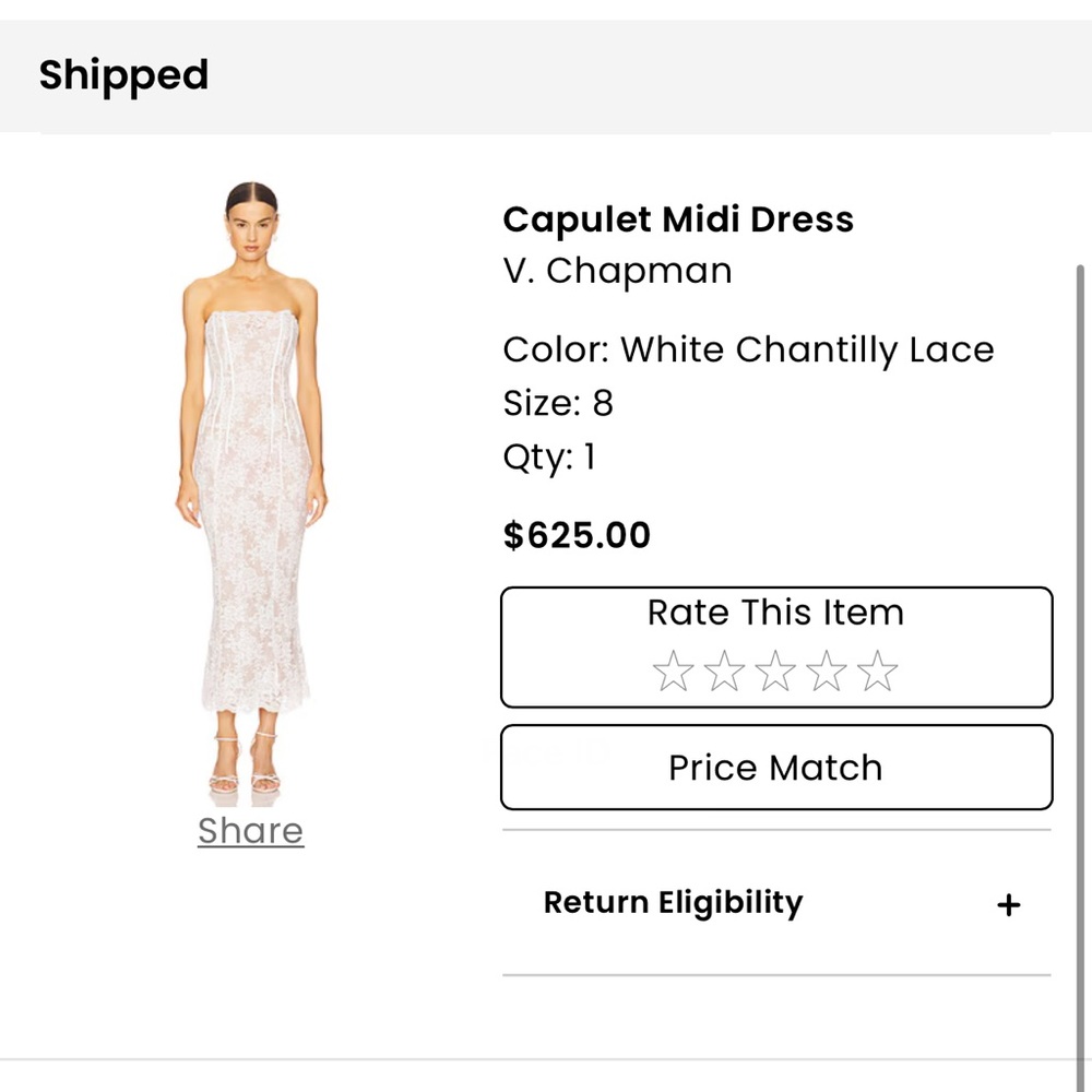 V. Chapman Ivory Lace Strapless Dress